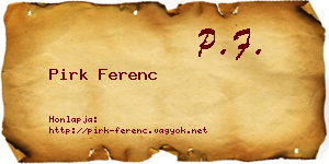 Pirk Ferenc névjegykártya